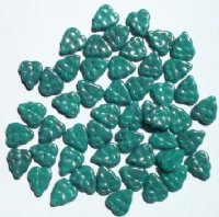 50 10x8mm Opaque Turquoise Lustre Leaf Beads